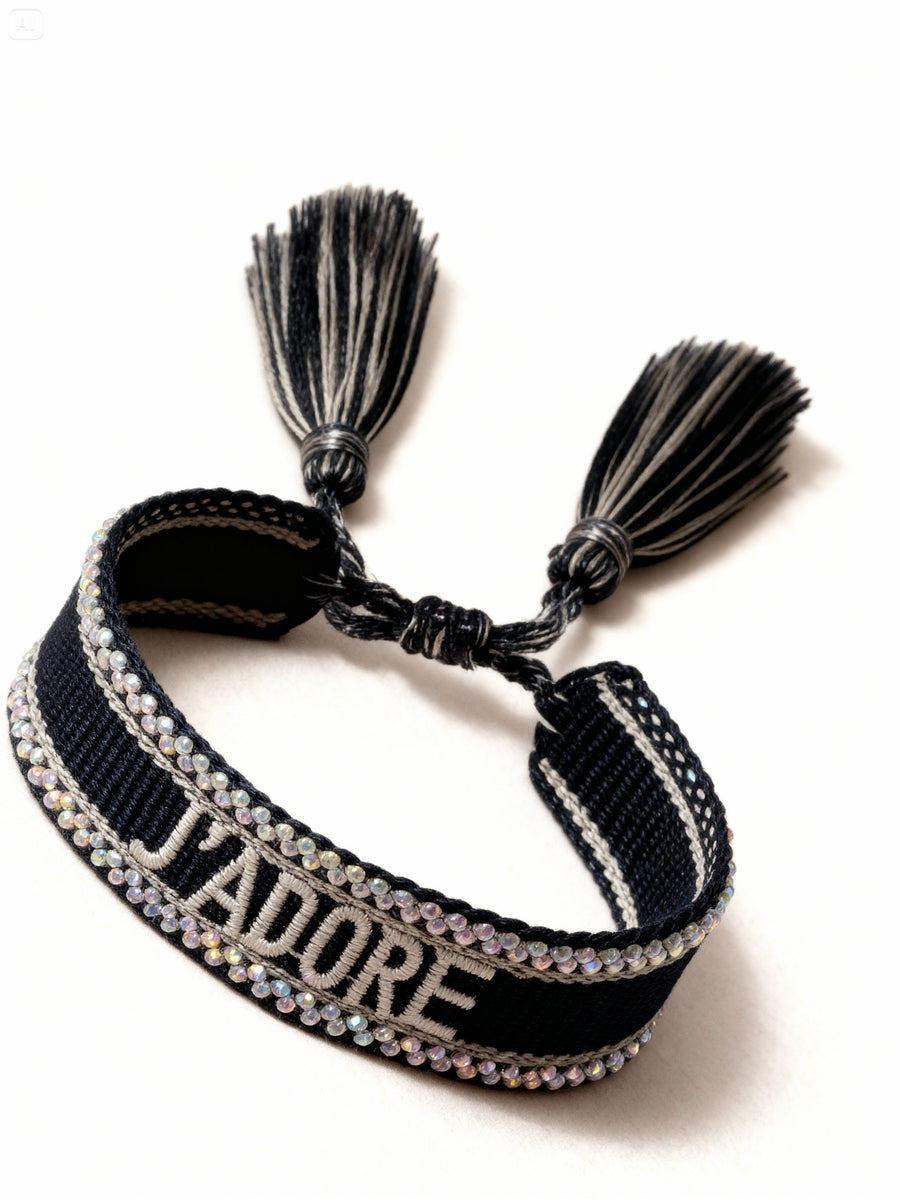 Bracelet "J'ADORE" noir｜SOWO